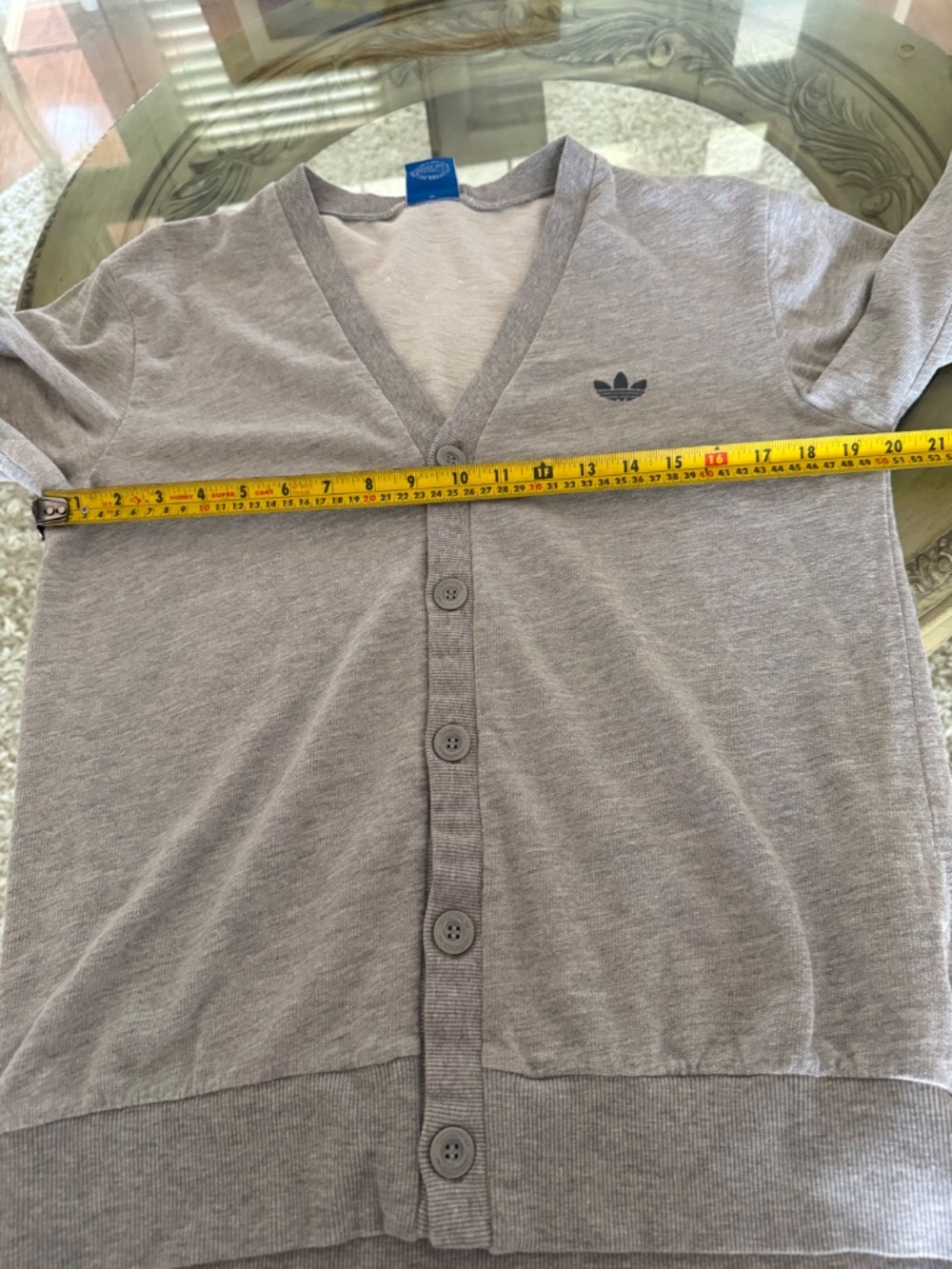 Adidas Originals Gray Trefoil Button Front Cardigan Sweater Men's L Heather Gray - Picture 8 of 8